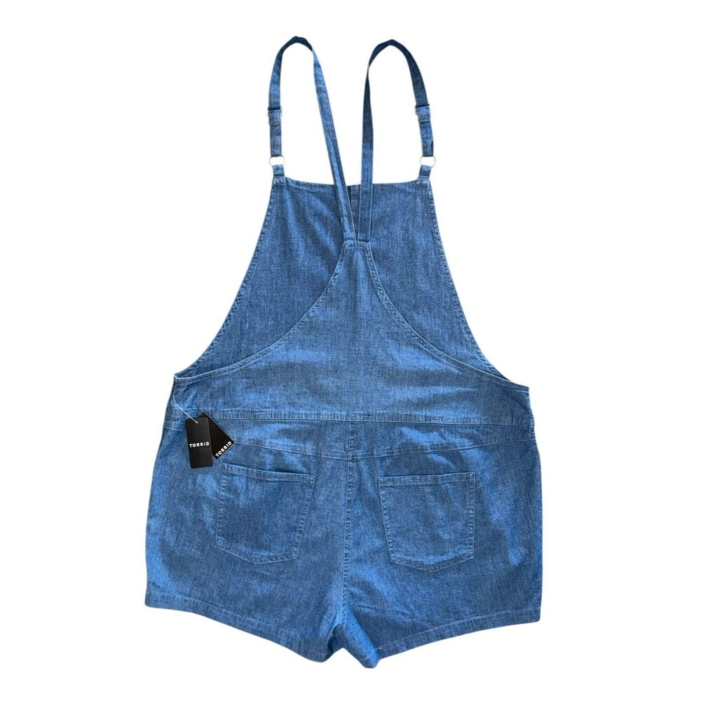 NWT Torrid Blue Chambray Denim Shortalls Overalls Square Neck Size 1X 14-16 NEW - Picture 6 of 16